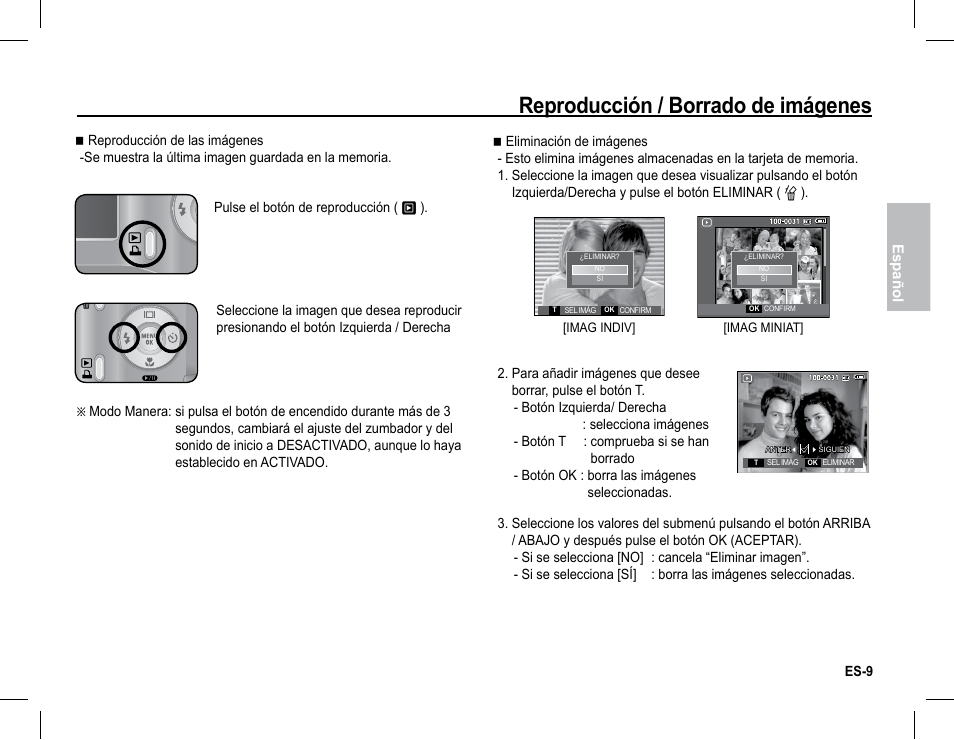 Reproducción / borrado de imágenes, Español | Samsung EC-BL105SBA-US User Manual | Page 24 / 30