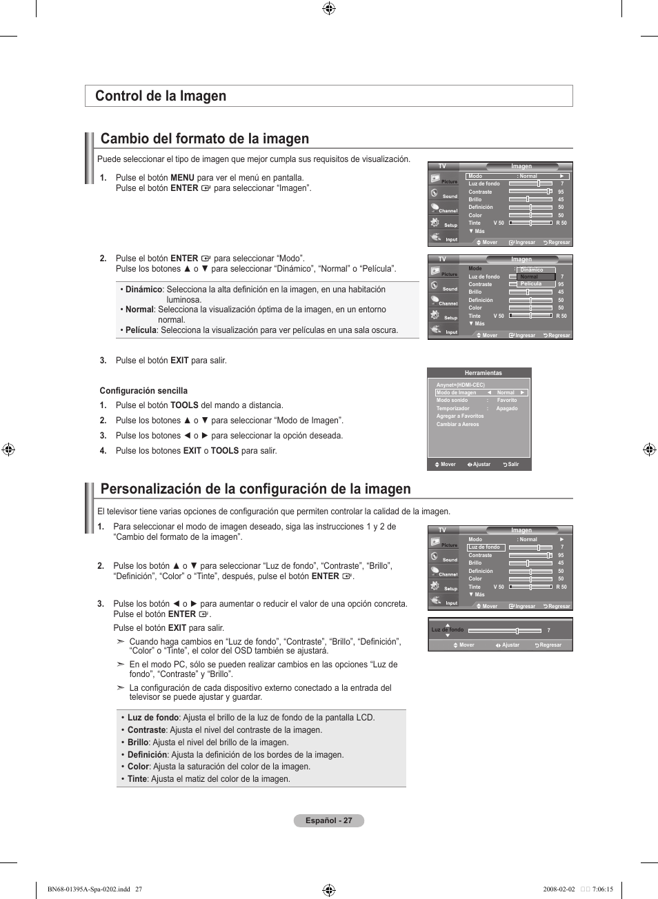 Cambio del formato de la imagen | Samsung LN40A450C1DXZA User Manual | Page 107 / 157