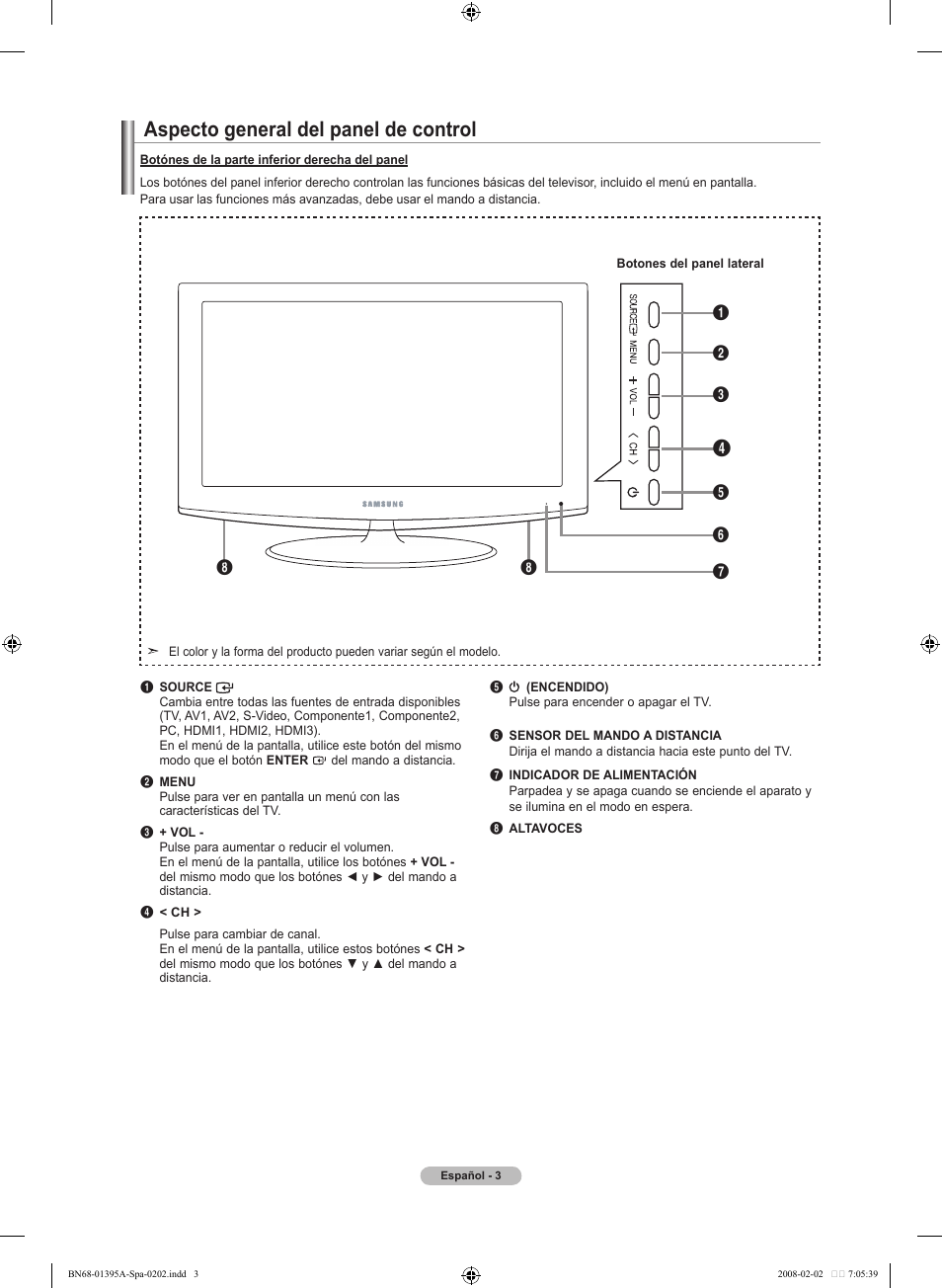 Aspecto general del panel de control | Samsung LN40A450C1DXZA User Manual | Page 83 / 157