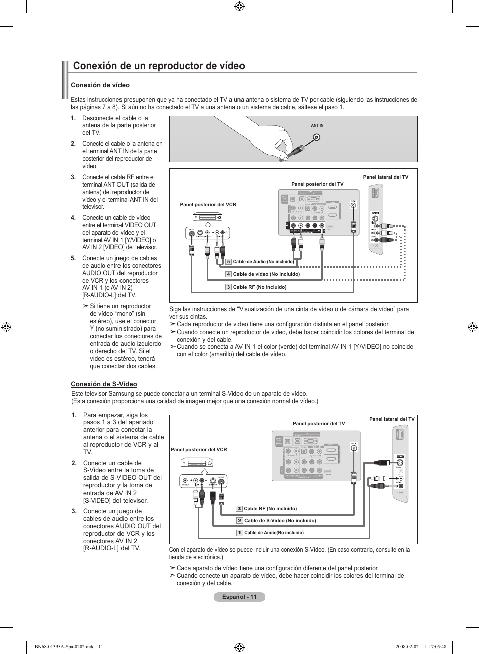 Conexión de un reproductor de vídeo | Samsung LN40A450C1DXZA User Manual | Page 91 / 157