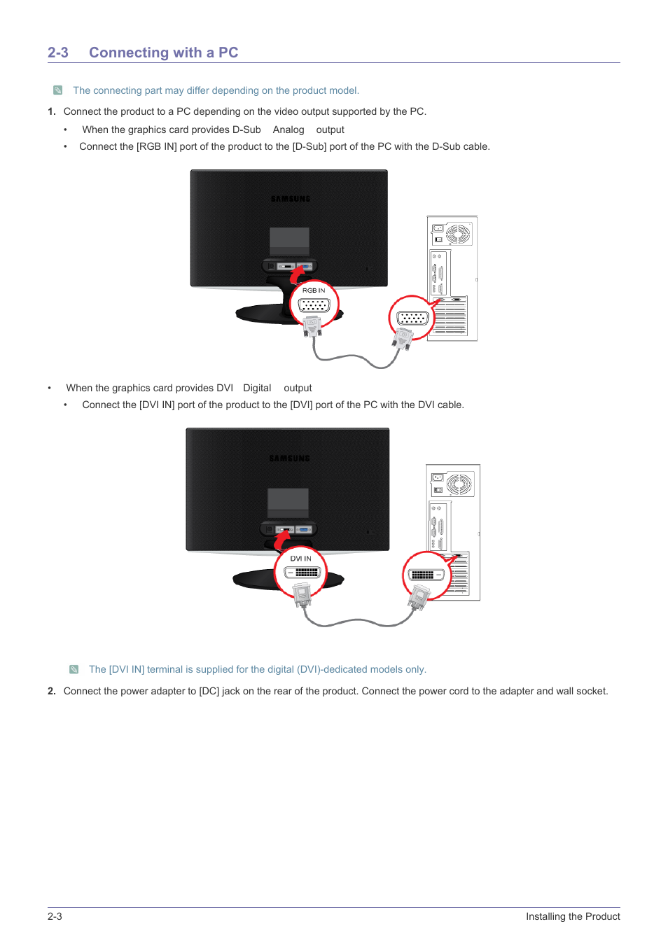 3 connecting with a pc, Connecting with a pc -3 | Samsung LS22B310BS-ZA User Manual | Page 14 / 44