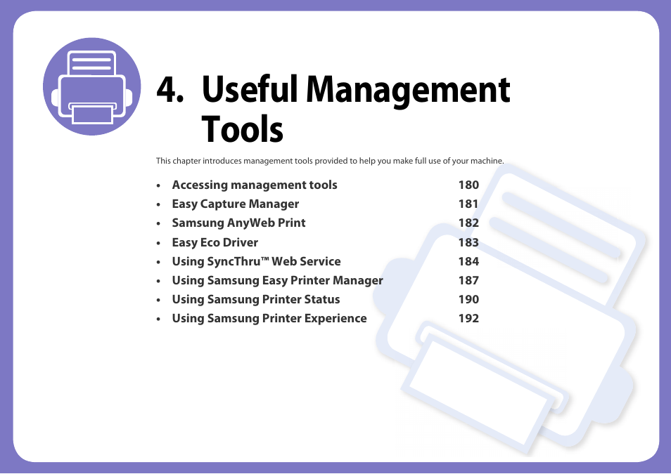 Useful management tools | Samsung SL-M2625D-XAA User Manual | Page 179 / 236