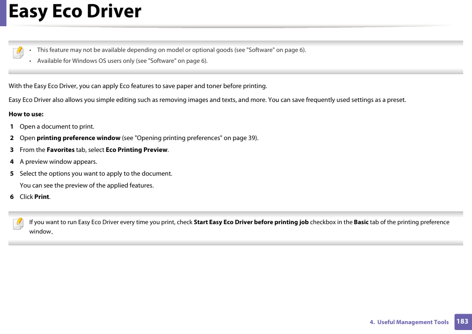 Easy eco driver | Samsung SL-M2625D-XAA User Manual | Page 183 / 236