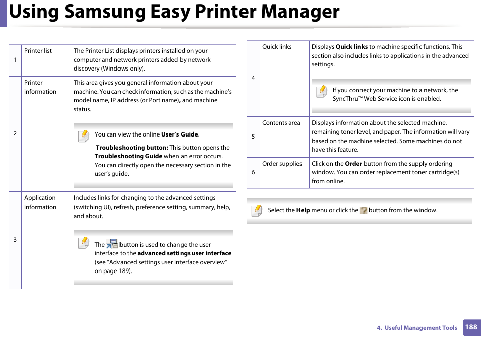 Using samsung easy printer manager | Samsung SL-M2625D-XAA User Manual | Page 188 / 236