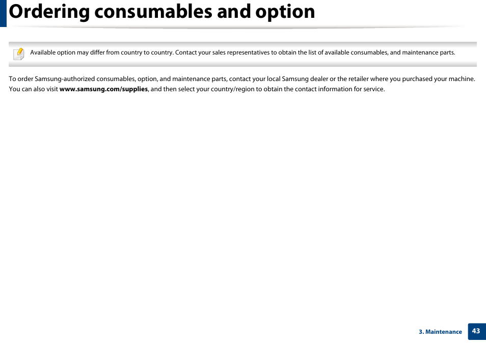 Ordering consumables and option | Samsung SL-M2625D-XAA User Manual | Page 43 / 236