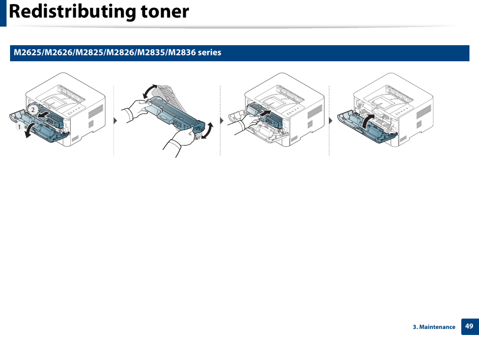 Redistributing toner | Samsung SL-M2625D-XAA User Manual | Page 49 / 236