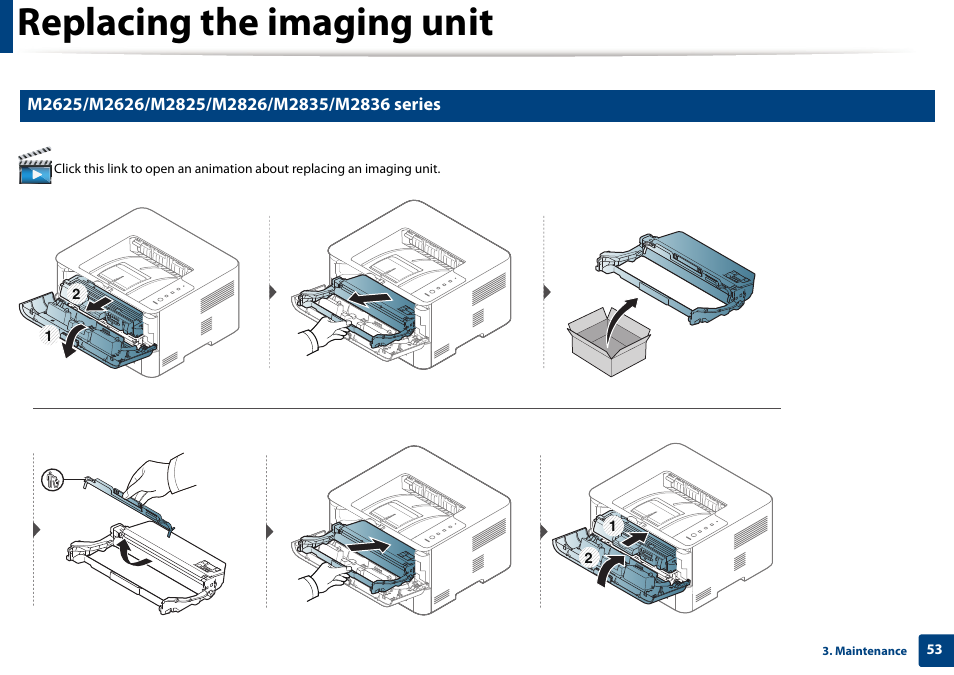 Replacing the imaging unit | Samsung SL-M2625D-XAA User Manual | Page 53 / 236