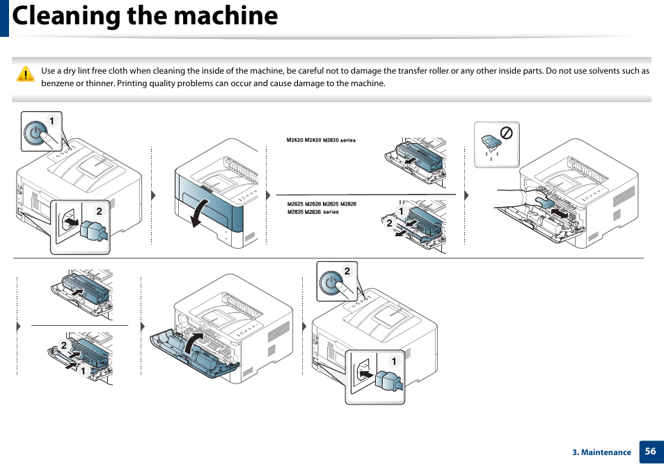 Cleaning the machine | Samsung SL-M2625D-XAA User Manual | Page 56 / 236