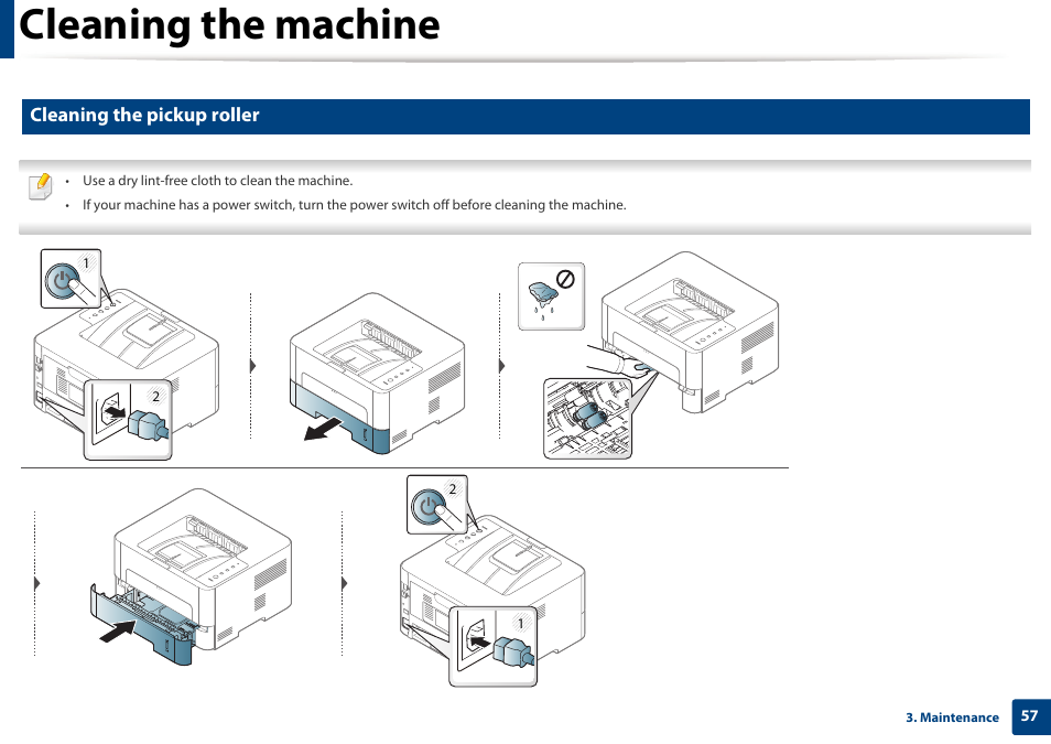 Cleaning the machine, Cleaning the pickup roller | Samsung SL-M2625D-XAA User Manual | Page 57 / 236
