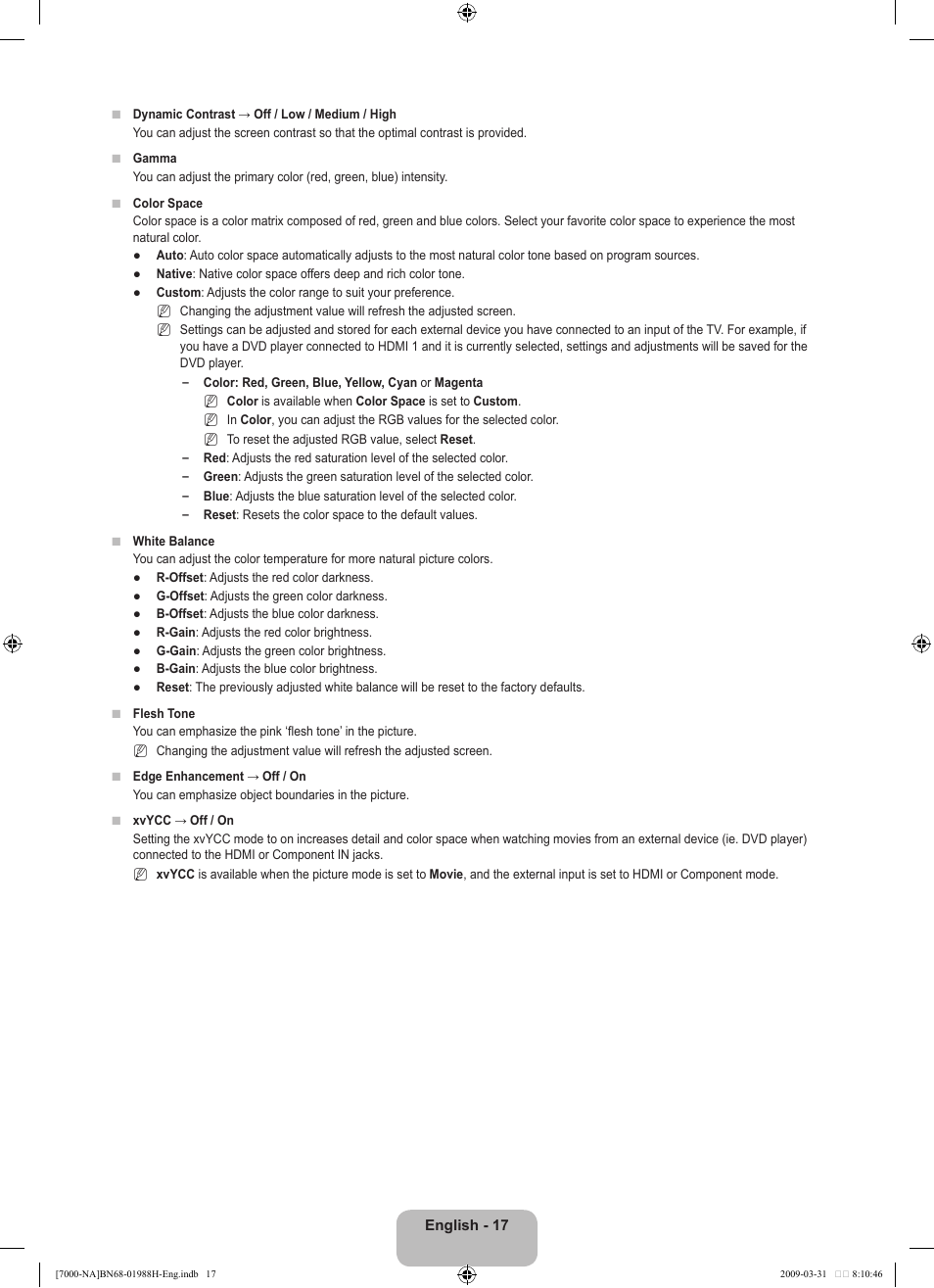 Samsung UN46B7100WFUZA User Manual | Page 19 / 292