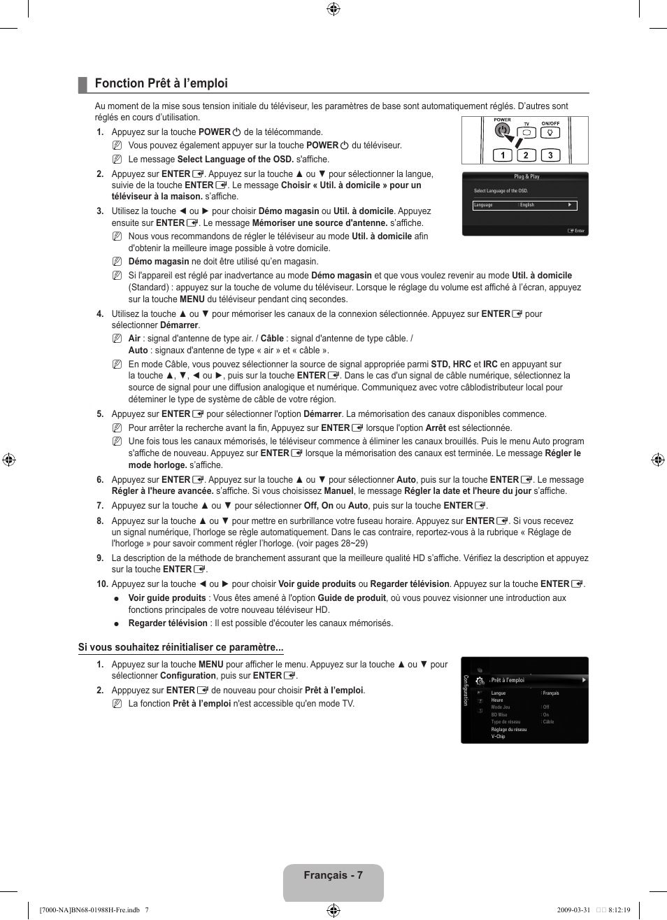 Fonction prêt à i’emploi | Samsung UN46B7100WFUZA User Manual | Page 208 / 292