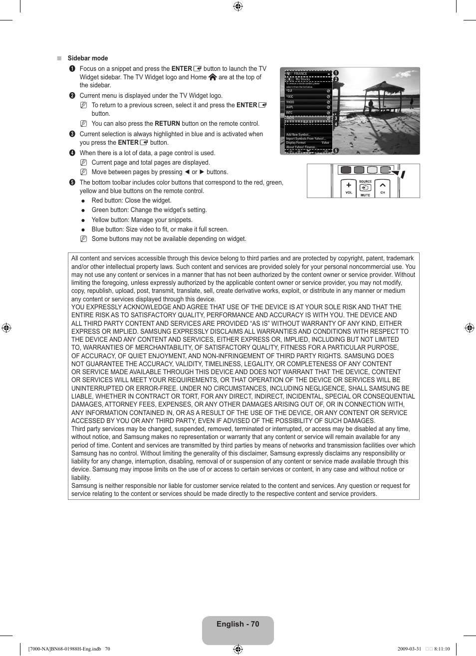 Samsung UN46B7100WFUZA User Manual | Page 72 / 292