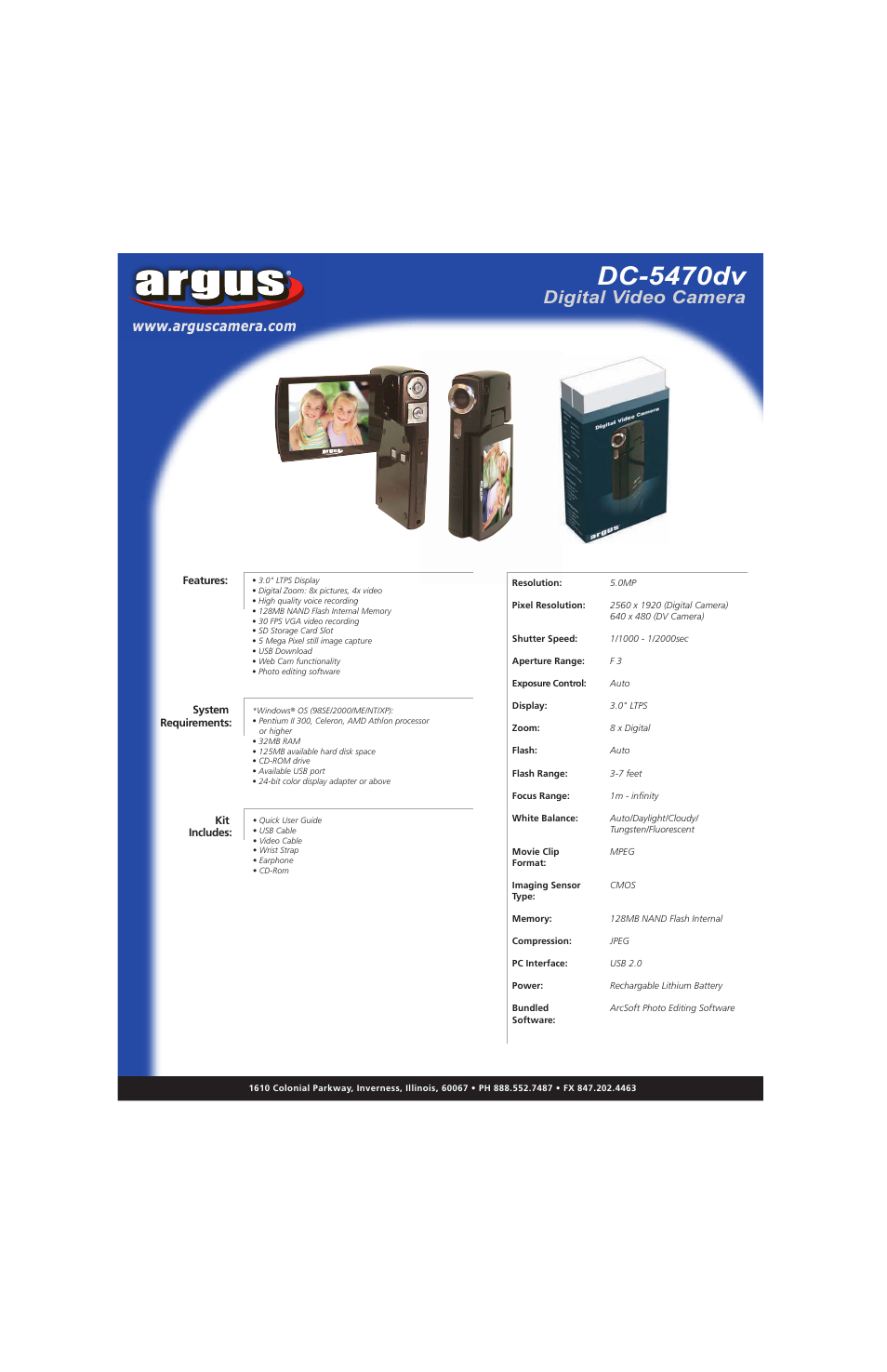 Argus Camera DC-5470dv User Manual | 1 page