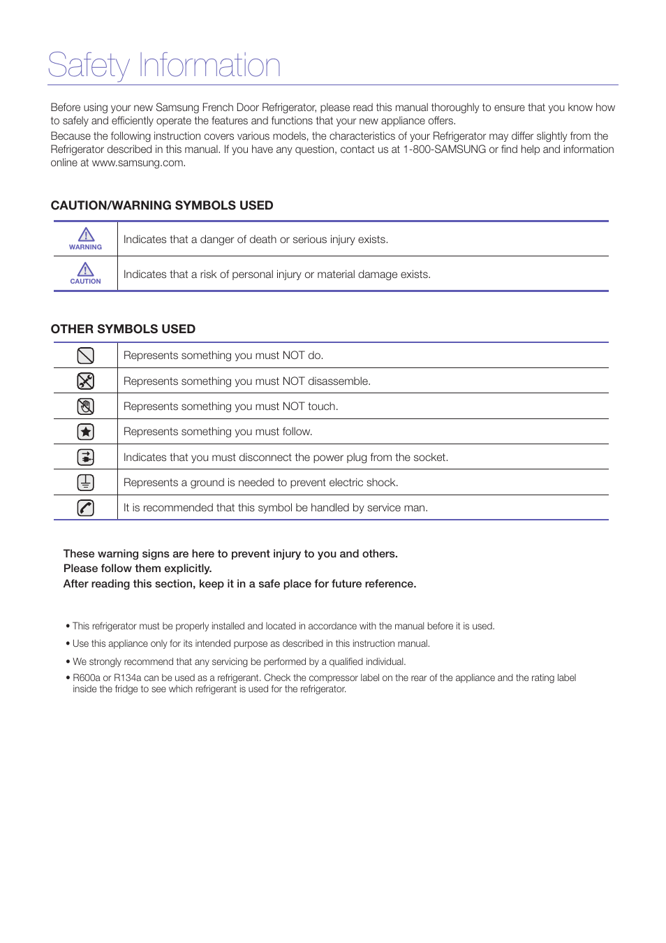 Safety information | Samsung RM257ACRS-XAA User Manual | Page 2 / 10