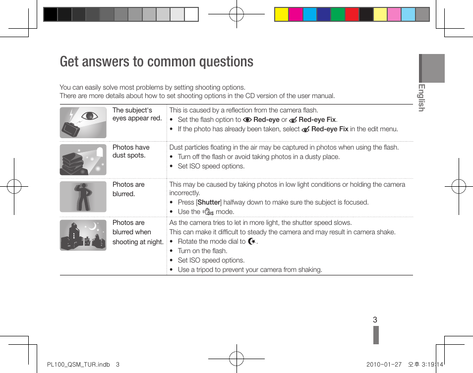 Get answers to common questions | Samsung EC-PL100ZBPBCA User Manual | Page 3 / 40