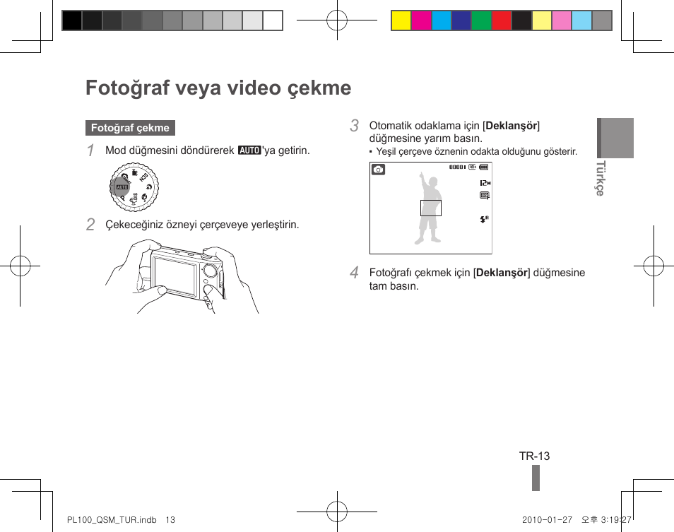 Fotoğraf veya video çekme | Samsung EC-PL100ZBPBCA User Manual | Page 31 / 40