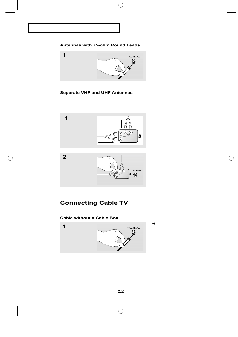 Connecting cable tv | Samsung LTN1565X-XAC User Manual | Page 12 / 60