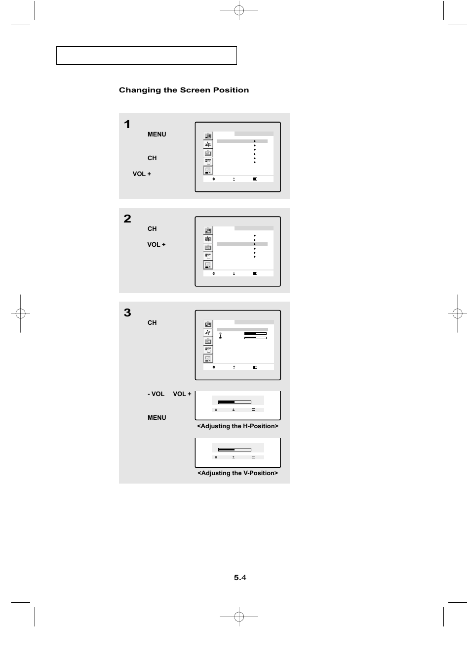P c d, 4 changing the screen position, Adjusting the h-position | Samsung LTN1565X-XAC User Manual | Page 48 / 60