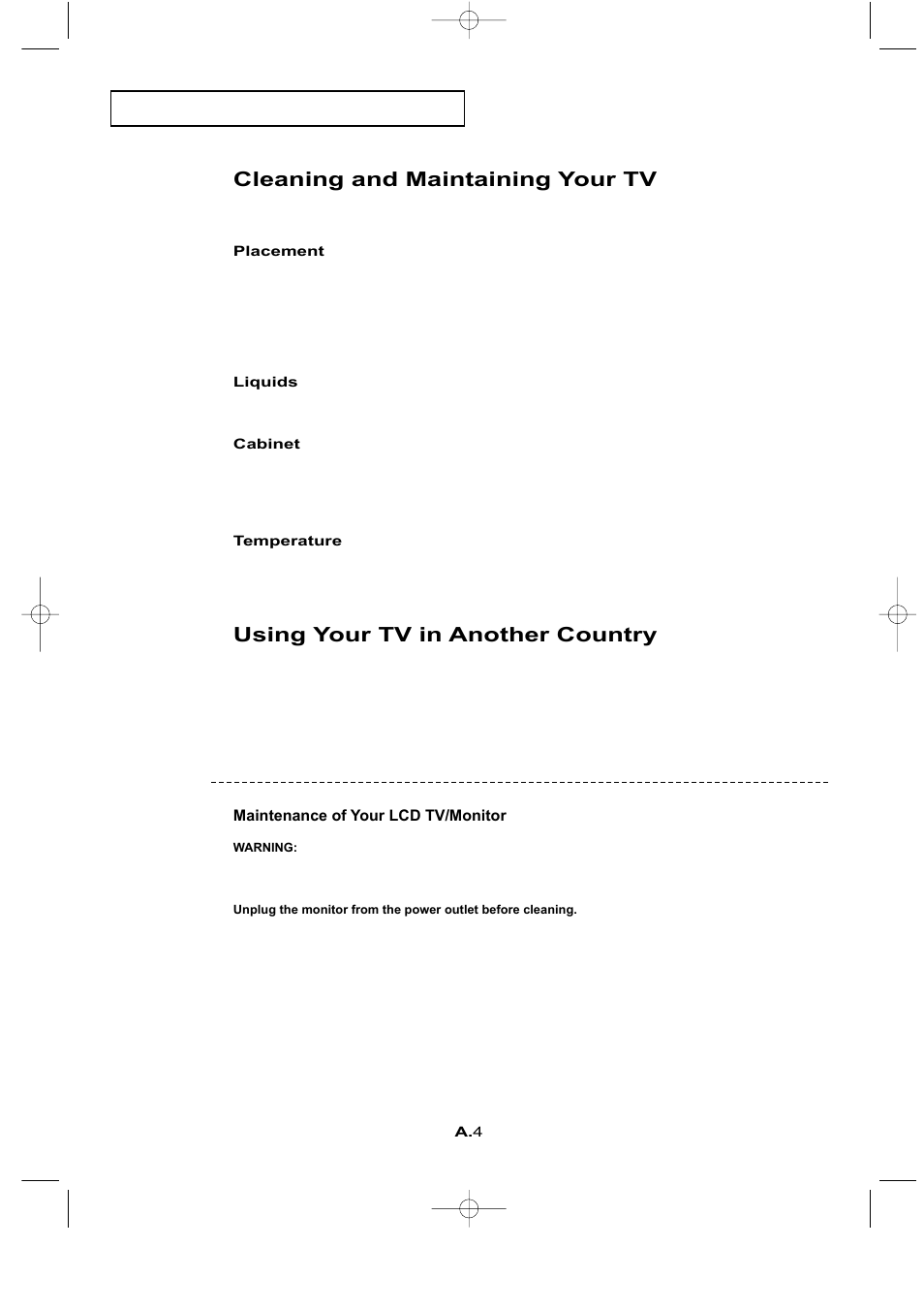 Cleaning and maintaining your tv, Using your tv in another country | Samsung LTN1565X-XAC User Manual | Page 58 / 60