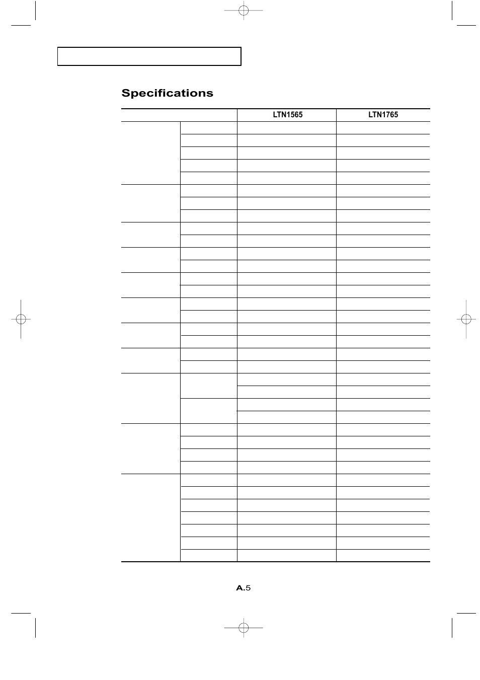 Specifications | Samsung LTN1565X-XAC User Manual | Page 59 / 60