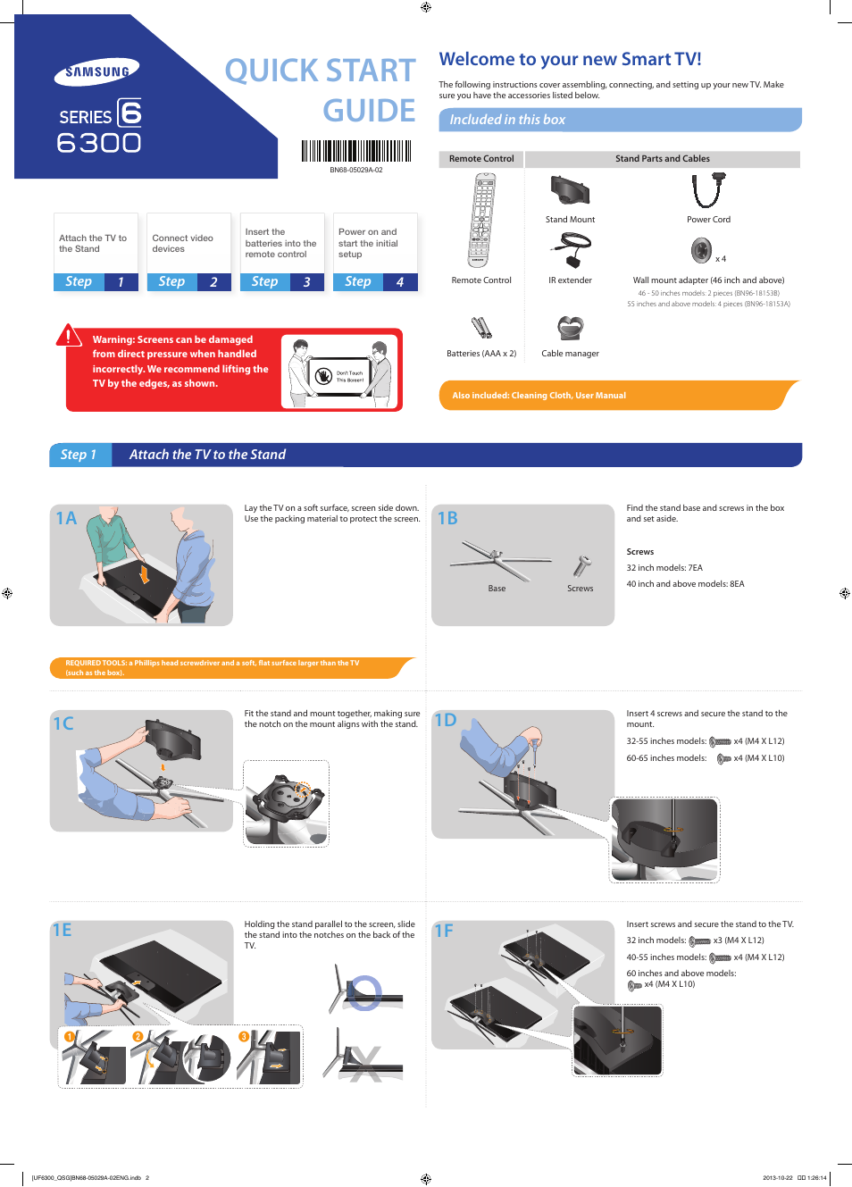 Samsung UN60F6300AFXZA User Manual | 2 pages