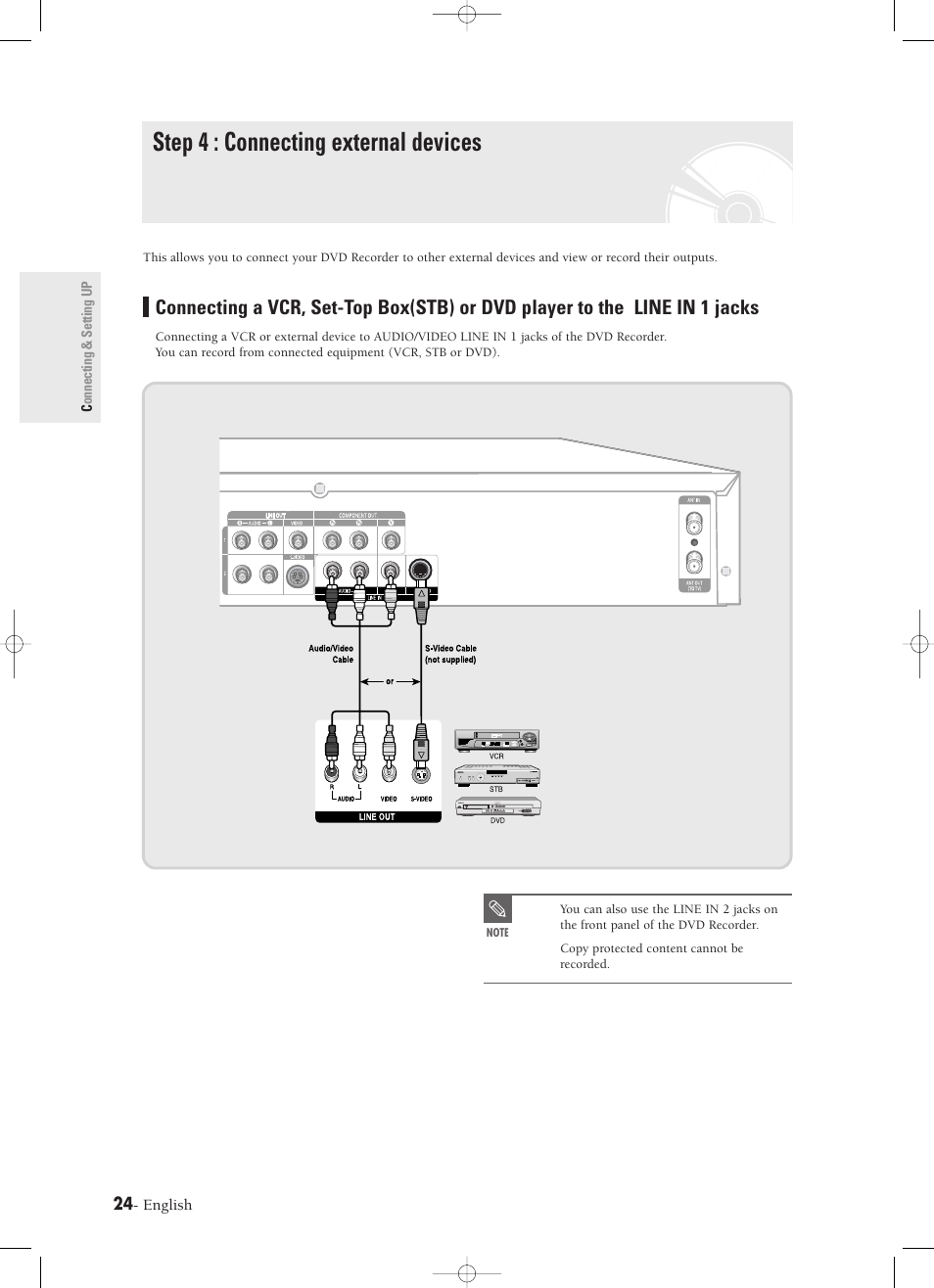 Step 4 : connecting external devices | Samsung DVD-R120-XAX User Manual | Page 24 / 98