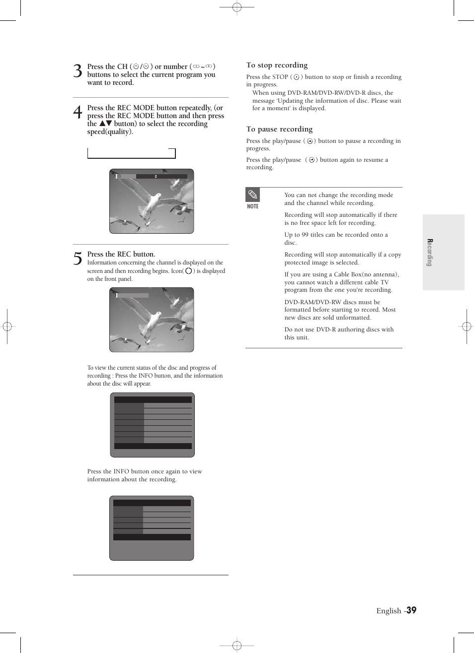 Samsung DVD-R120-XAX User Manual | Page 39 / 98