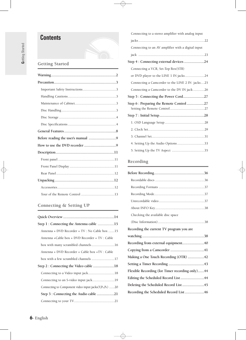 Samsung DVD-R120-XAX User Manual | Page 6 / 98