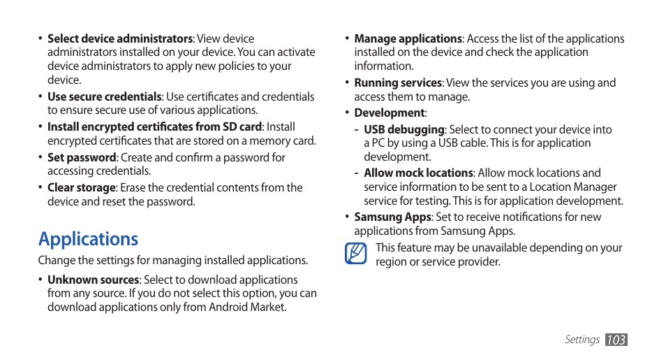 Applications | Samsung YP-G70CW-WON User Manual | Page 103 / 127