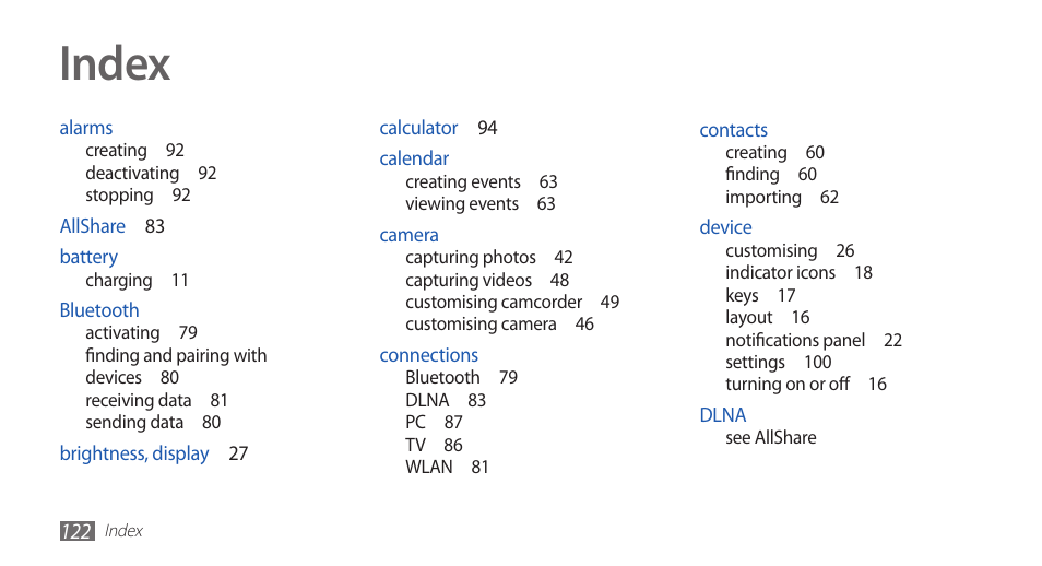 Index | Samsung YP-G70CW-WON User Manual | Page 122 / 127