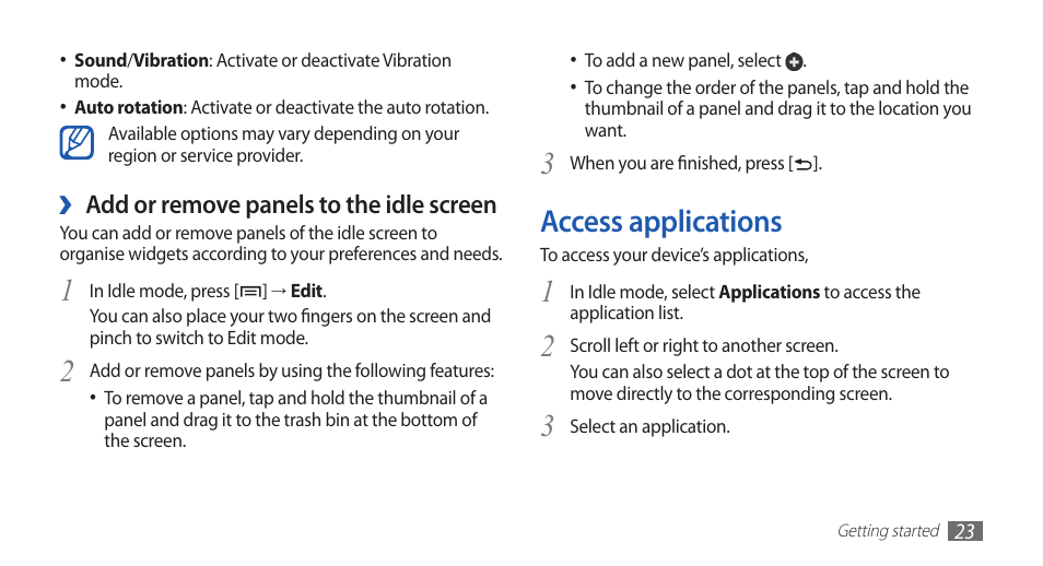 Access applications | Samsung YP-G70CW-WON User Manual | Page 23 / 127