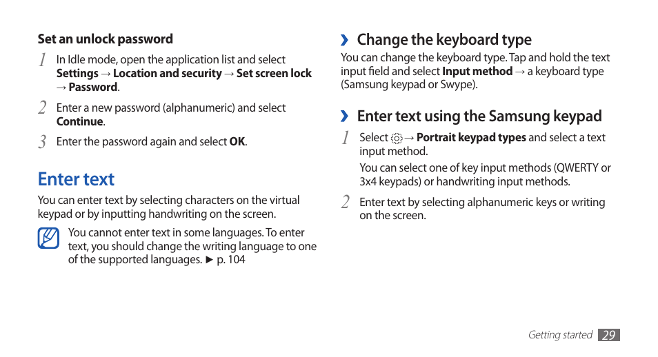 Enter text | Samsung YP-G70CW-WON User Manual | Page 29 / 127