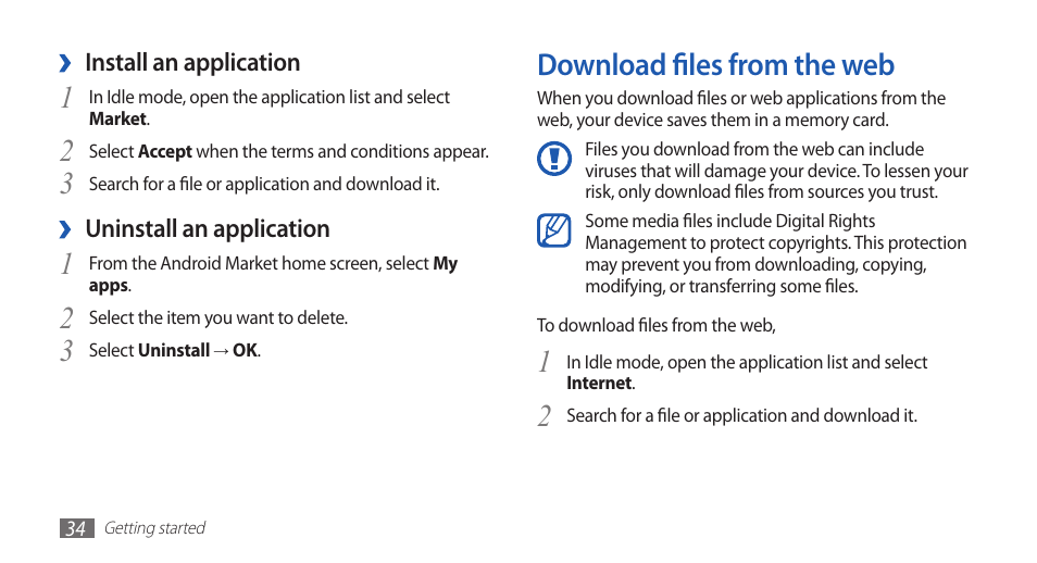 Download files from the web | Samsung YP-G70CW-WON User Manual | Page 34 / 127