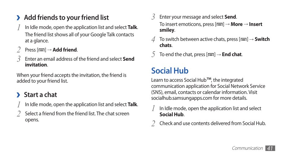 Social hub | Samsung YP-G70CW-WON User Manual | Page 41 / 127