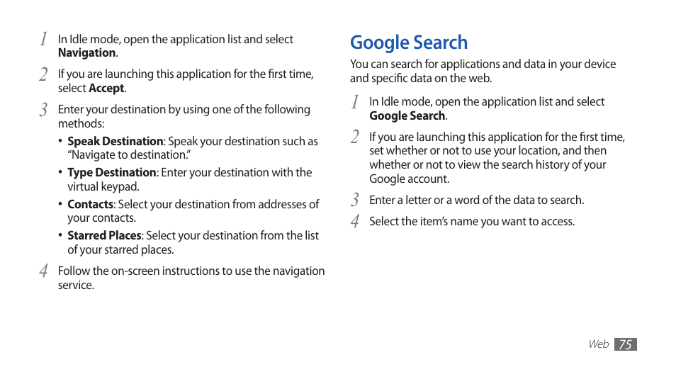 Google search | Samsung YP-G70CW-WON User Manual | Page 75 / 127