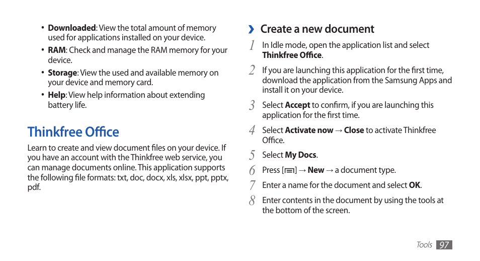 Thinkfree office | Samsung YP-G70CW-WON User Manual | Page 97 / 127