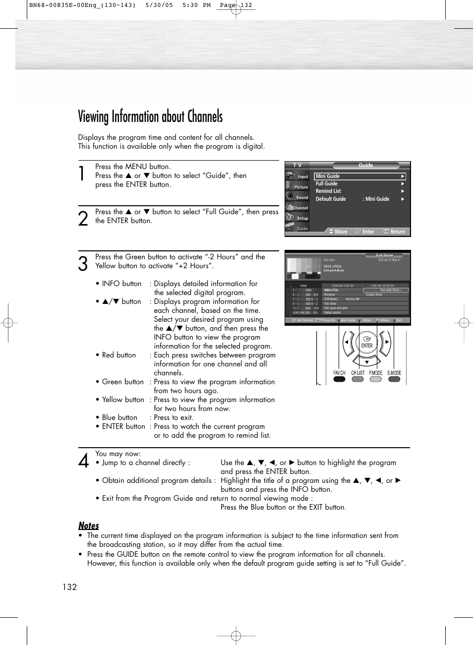 Viewing information about channels | Samsung HPR4262X-XAA User Manual | Page 132 / 144