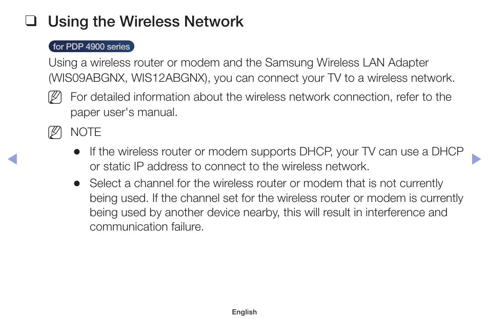 Using the wireless network | Samsung PN51F5300AFXZA User Manual | Page 129 / 157