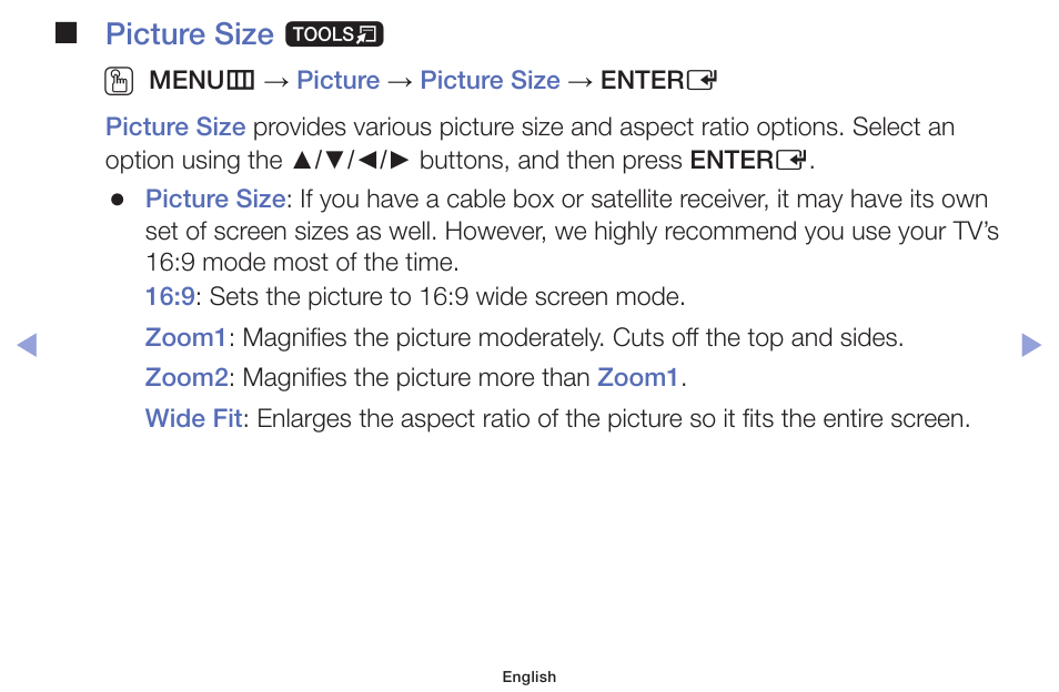 Picture size t o | Samsung PN51F5300AFXZA User Manual | Page 42 / 157