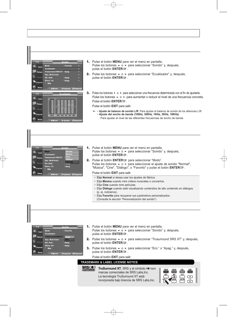 Control de sonido | Samsung LNS3252DX-XAA User Manual | Page 153 / 186