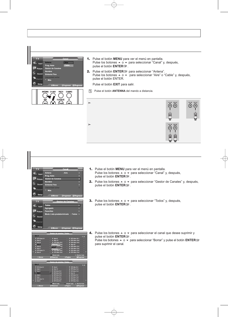 Control de los canales | Samsung LNS3252DX-XAA User Manual | Page 157 / 186