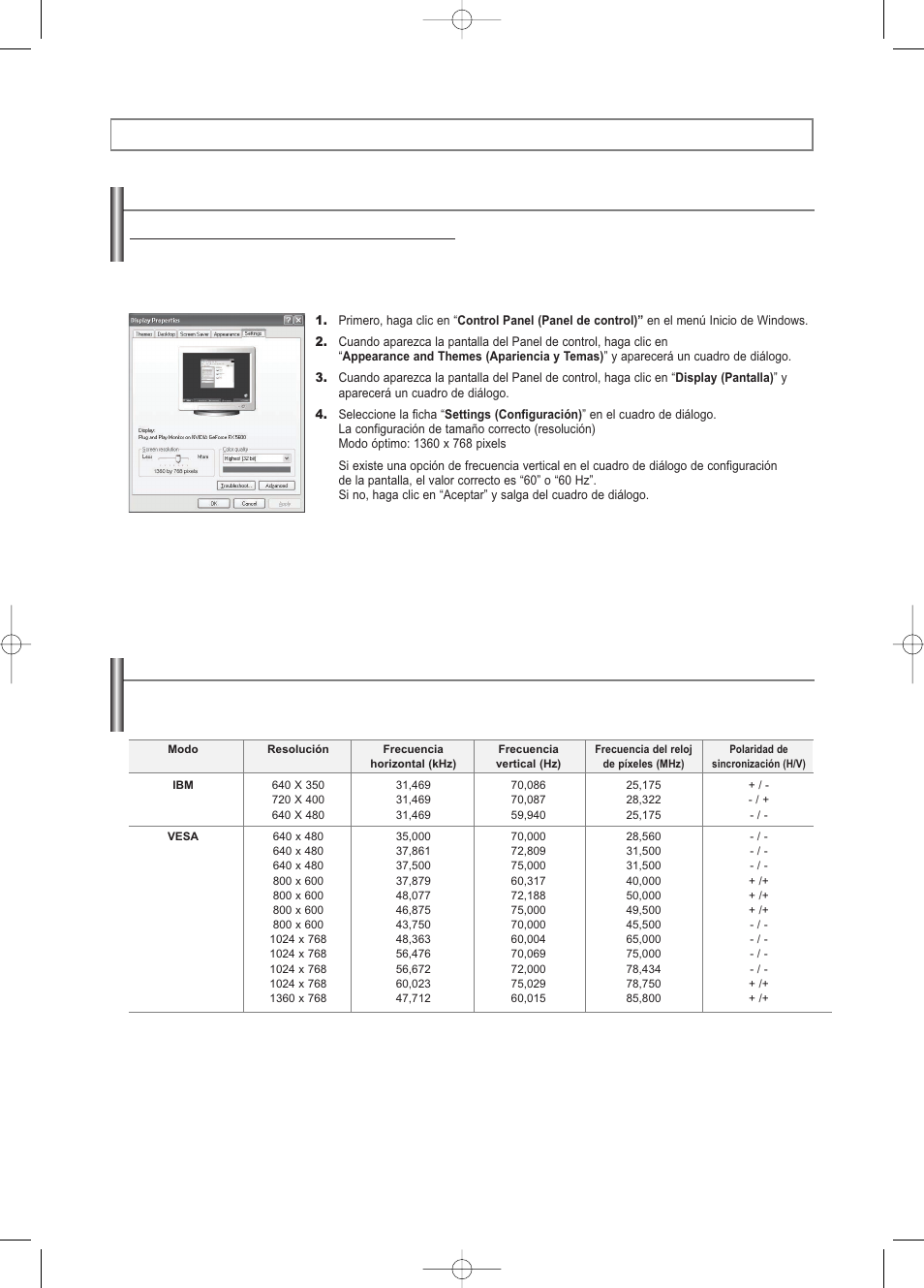 Pantalla de pc, Uso del tv como pantalla de ordenador (pc) | Samsung LNS3252DX-XAA User Manual | Page 162 / 186