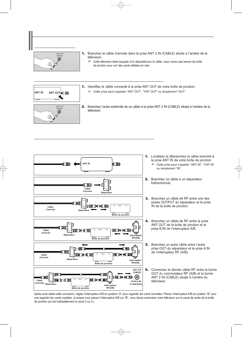 Connexion du câble tv | Samsung LNS3252DX-XAA User Manual | Page 72 / 186