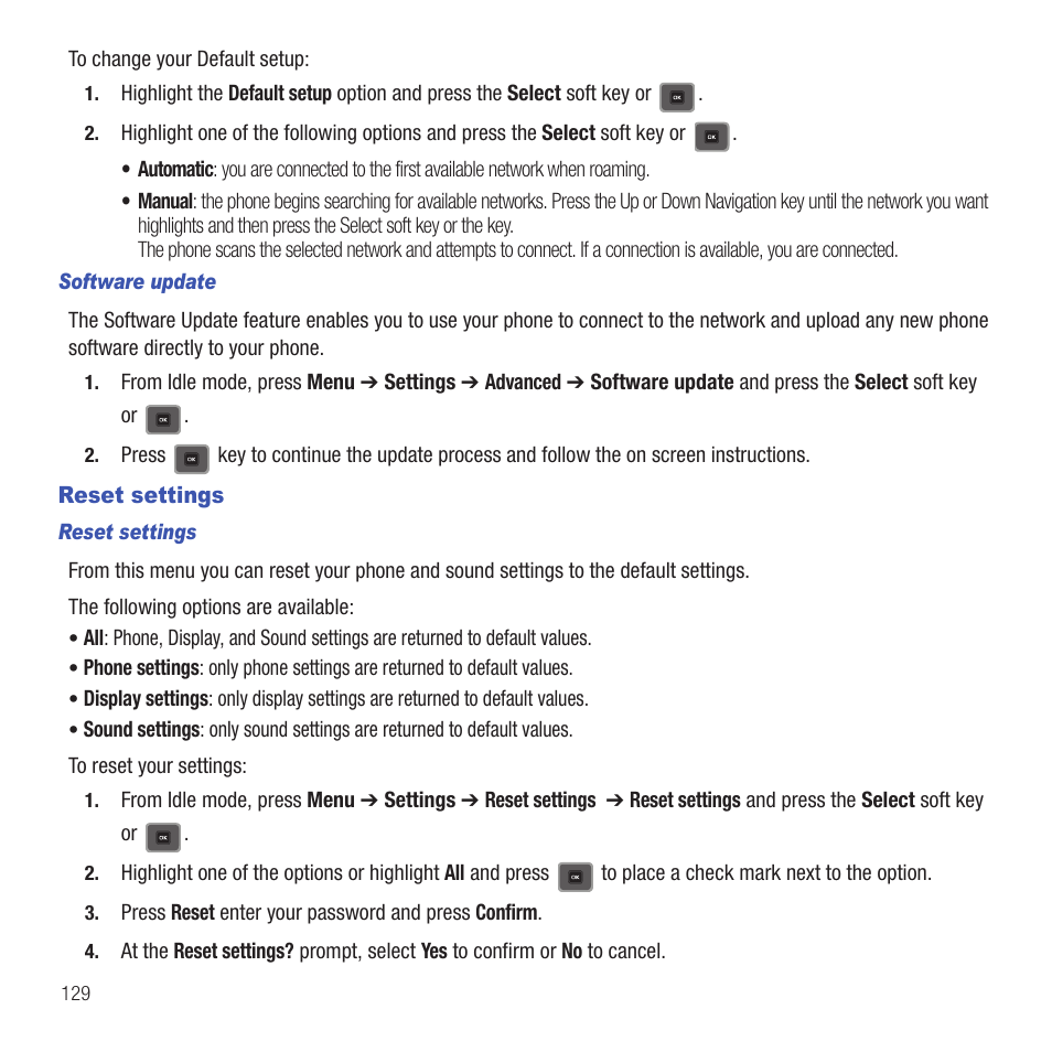 Reset settings | Samsung SGH-T479RNATMB User Manual | Page 132 / 167