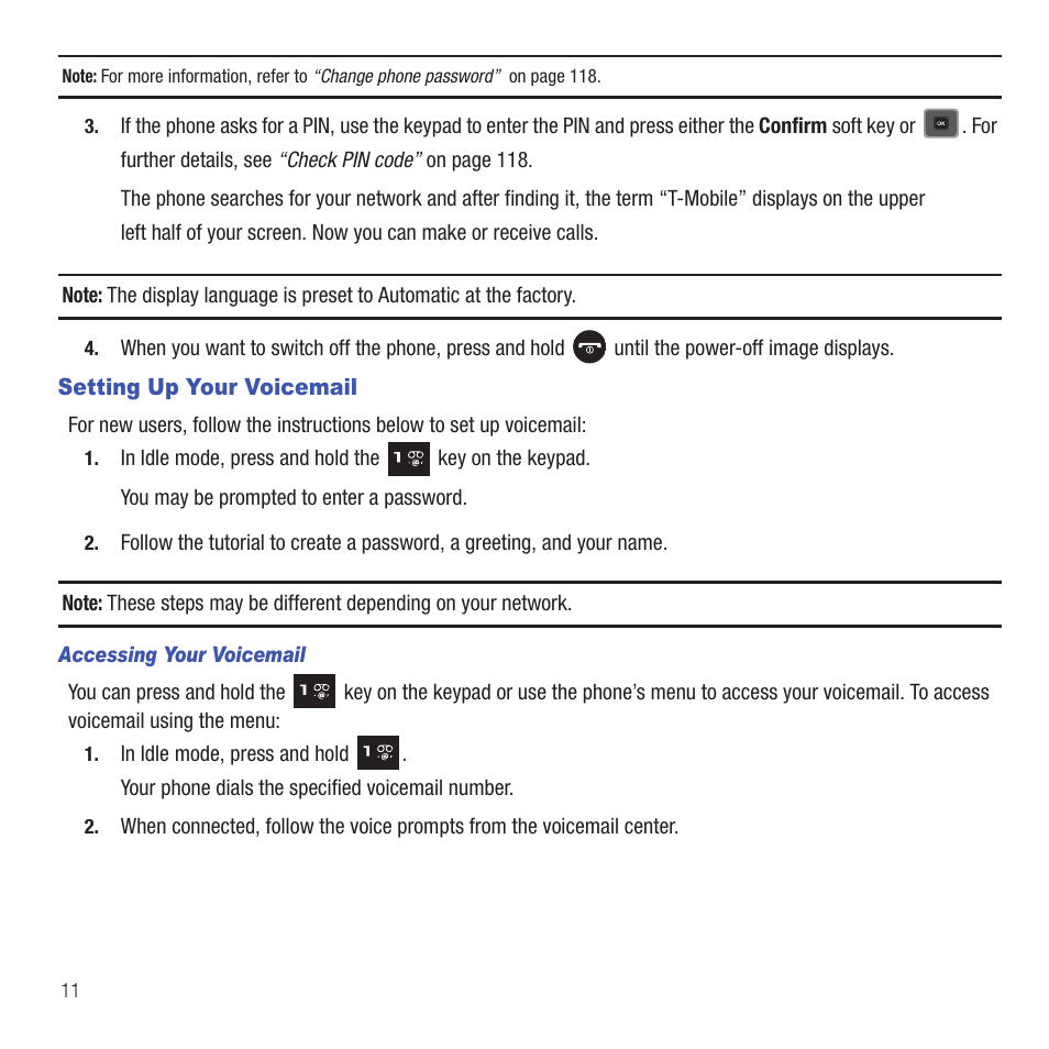 Setting up your voicemail | Samsung SGH-T479RNATMB User Manual | Page 14 / 167