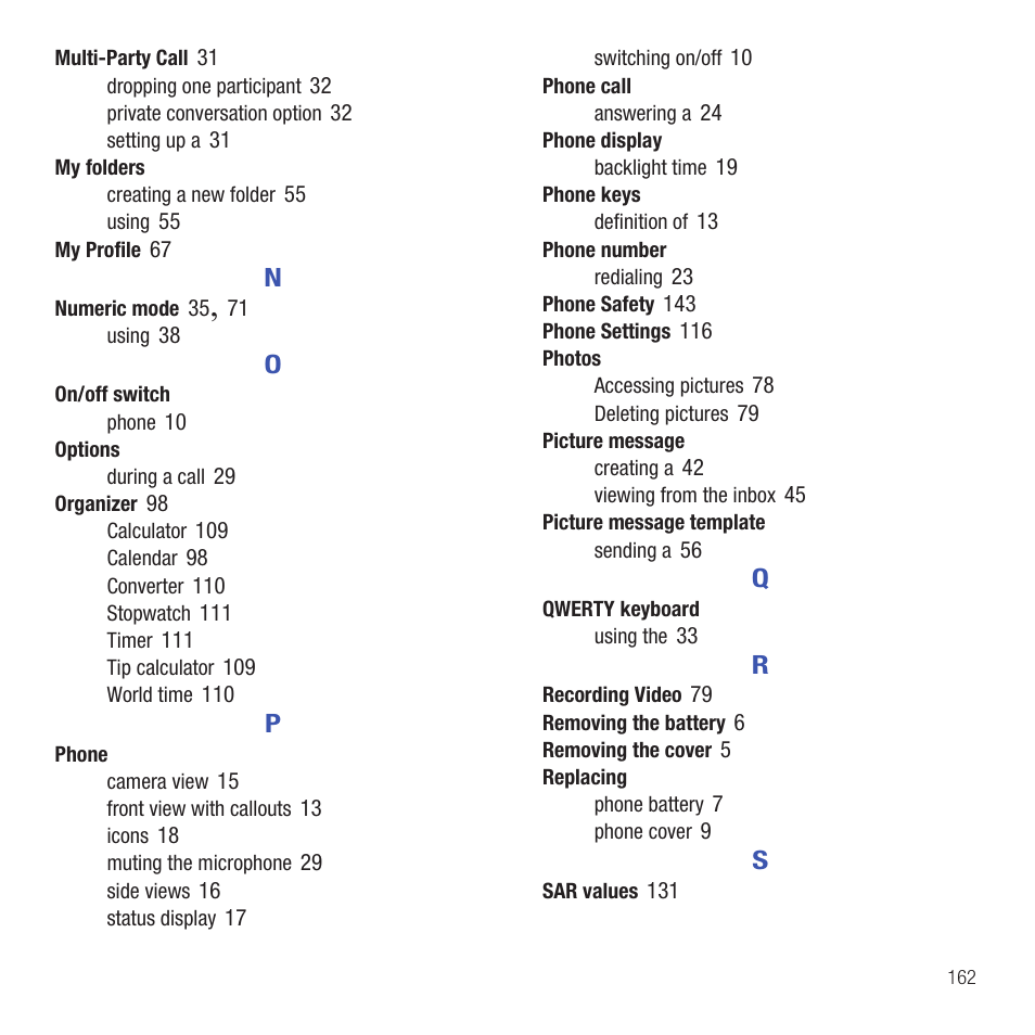 Samsung SGH-T479RNATMB User Manual | Page 165 / 167