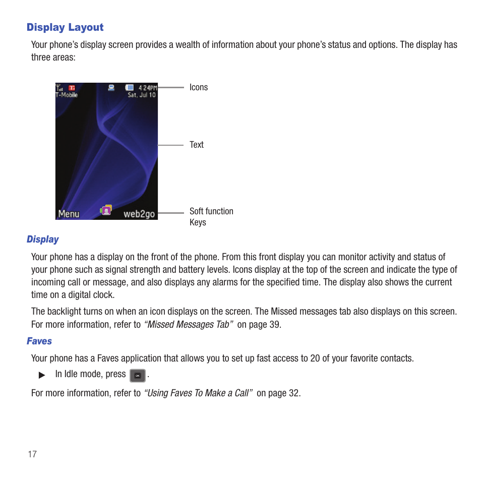 Display layout | Samsung SGH-T479RNATMB User Manual | Page 20 / 167