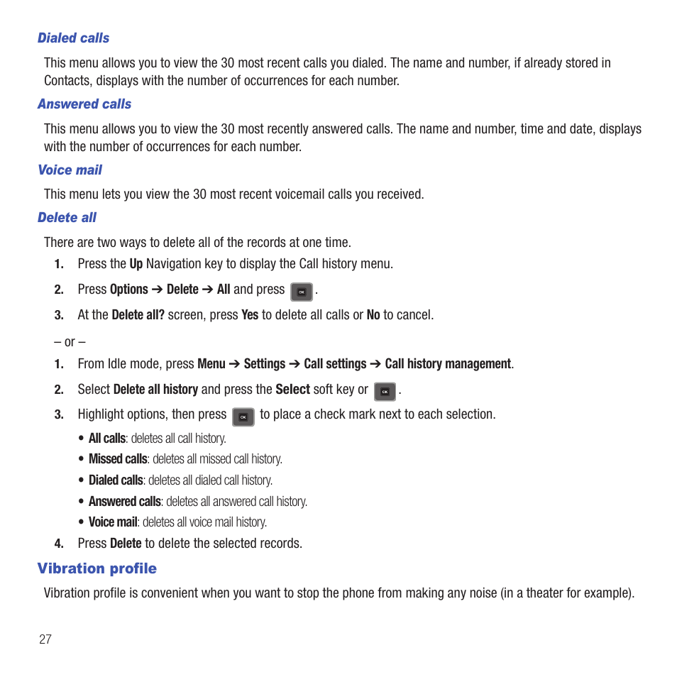 Vibration profile | Samsung SGH-T479RNATMB User Manual | Page 30 / 167