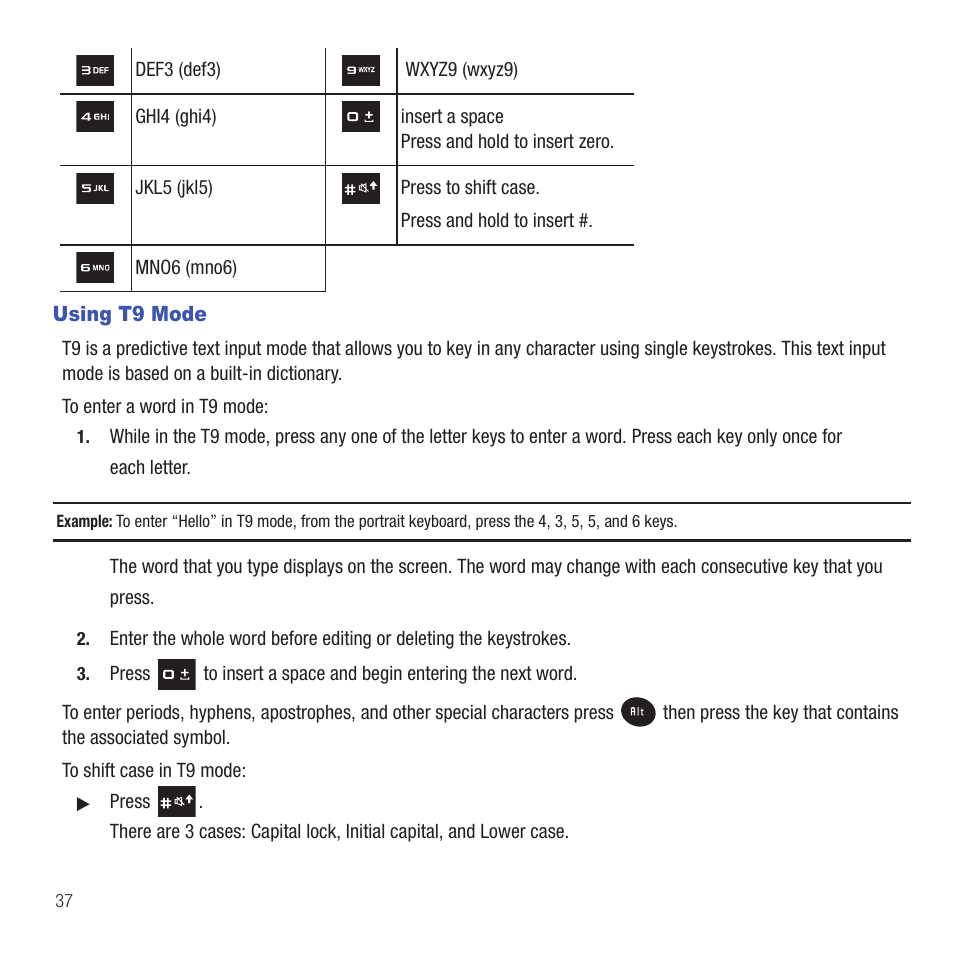 Using t9 mode | Samsung SGH-T479RNATMB User Manual | Page 40 / 167