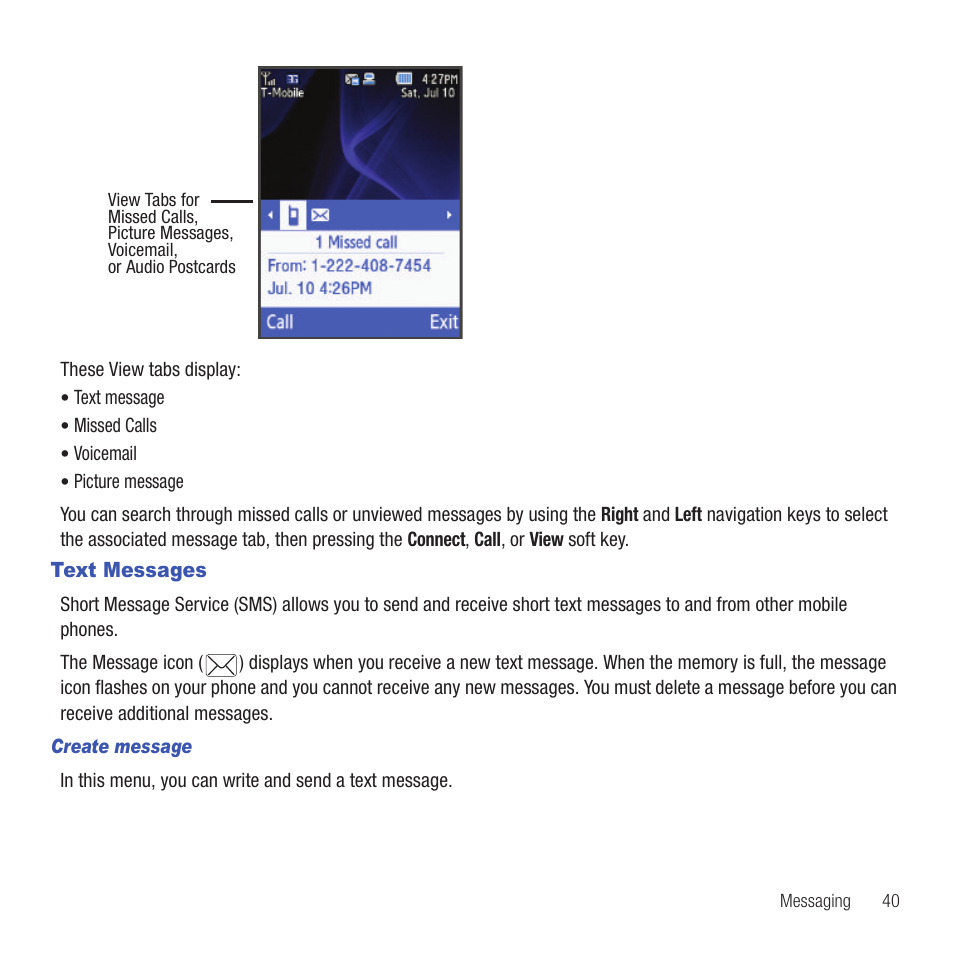 Text messages | Samsung SGH-T479RNATMB User Manual | Page 43 / 167